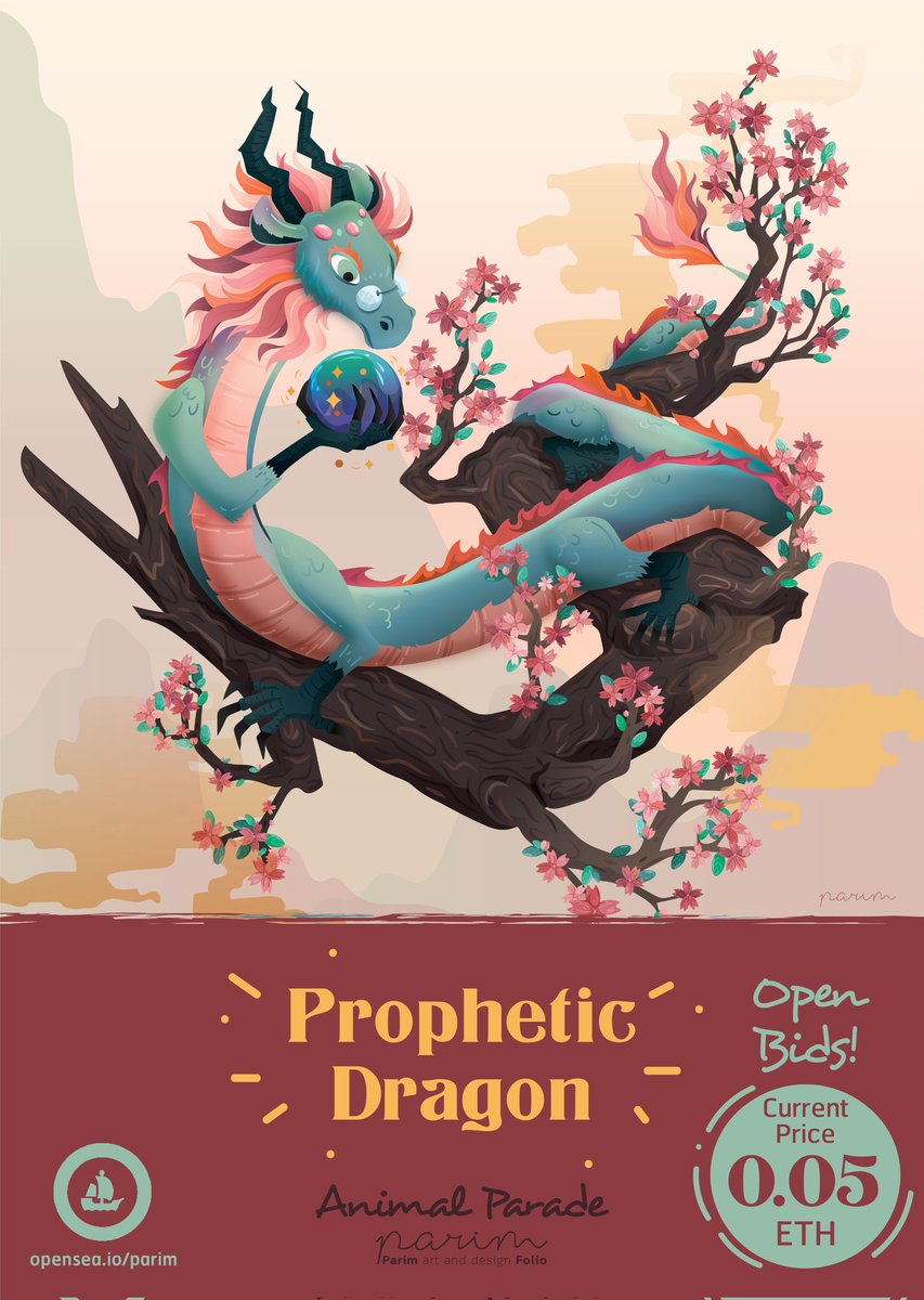 The Dragon prophet &amp; the mystery of spring🌸🌿✨

Animal Parade is a collection which aims to challenge myself &amp; to raise my pride by coloring my beloved ANIMAL figures that came from my personal sketchbooks

opensea.io/collection/ani…

#NFTCommmunity #nftcollectors 
#NFTs #NFTthai