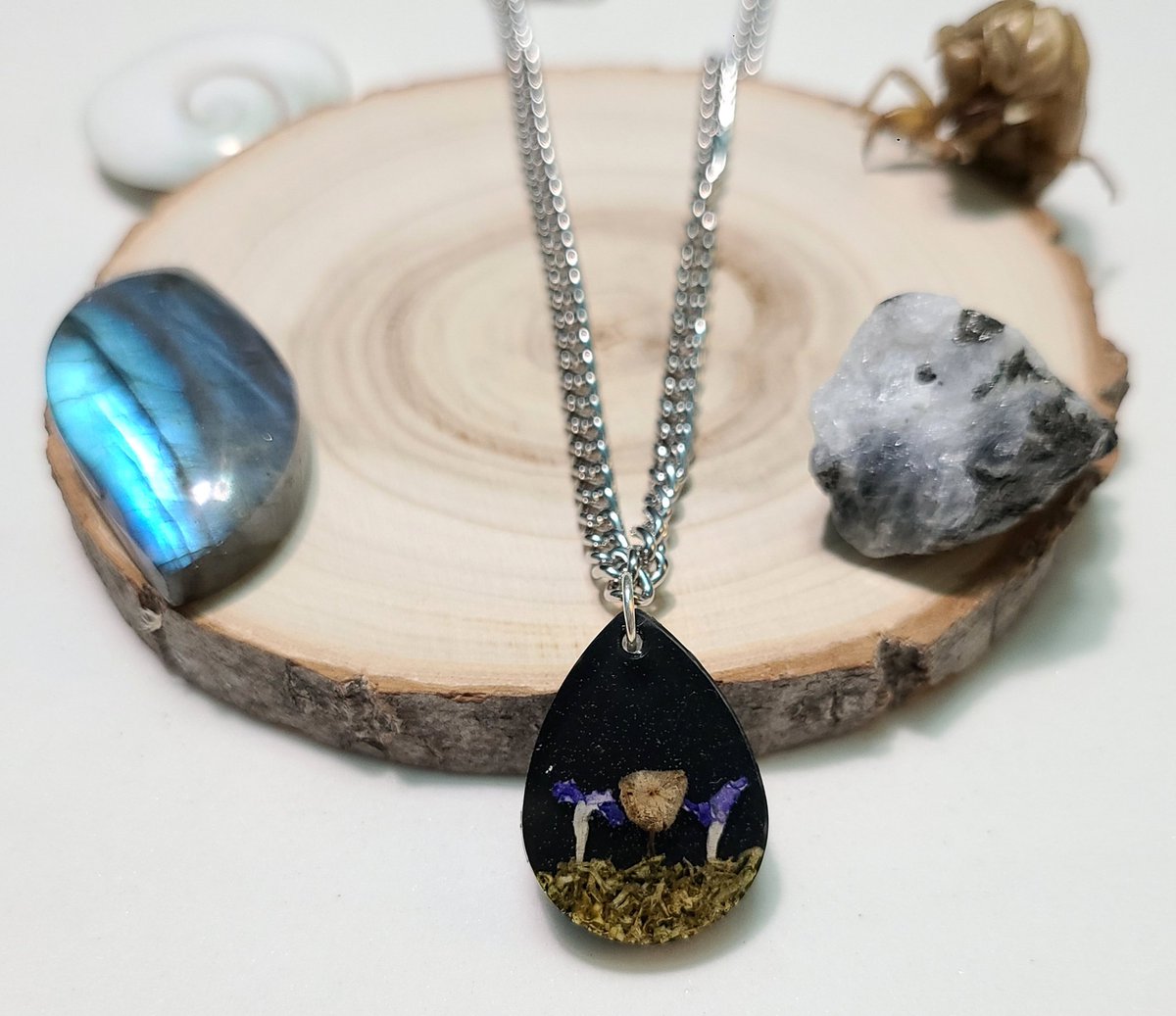 Drageadroth's tweet photo. Last lil' mushroom necklace in my shop before closing. 🥺🖤 Almost forgot this sweet baby was left. Link below. https://t.co/bMlRpDvexH