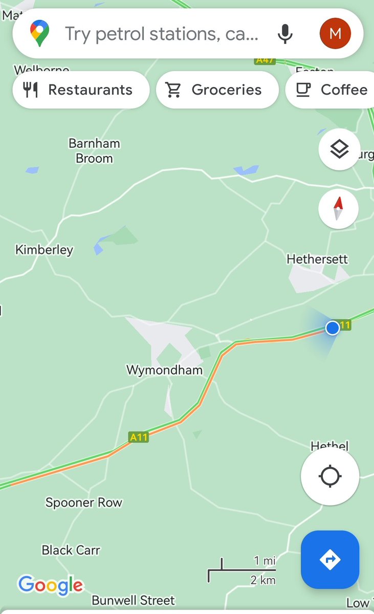 MattNX85's tweet photo. @HighwaysEAST why is it that the A11 southbound is now a 40mph stretch of dual carriageways for 8 miles! I understand that there will be resurfacing going on as the road is in a bad way. All its going to achieve is delays. Surely 50mph would halp with traffic flow? https://t.co/R3RGB1mrpw