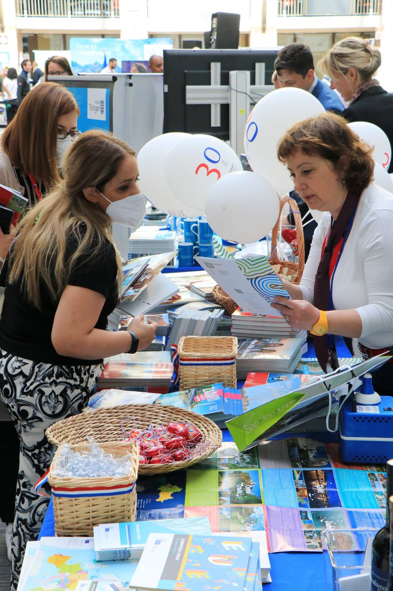 CroatiaInEU's tweet photo. On the occasion of #EuropeDay, EU institutions open their doors to the public today! @CroatiaInEU is there together with all other Member States. 

There is still time to come and visit us at @EUCouncil Atrium in Justus Lipsius building! 🤗 https://t.co/mgEhDW8uyJ