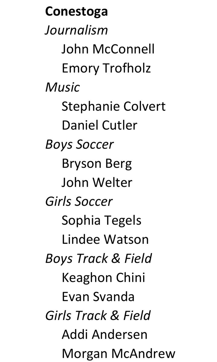 c1stoga's tweet photo. Congrats to our Spring Academic All-State students! https://t.co/PdaSzcBGJw