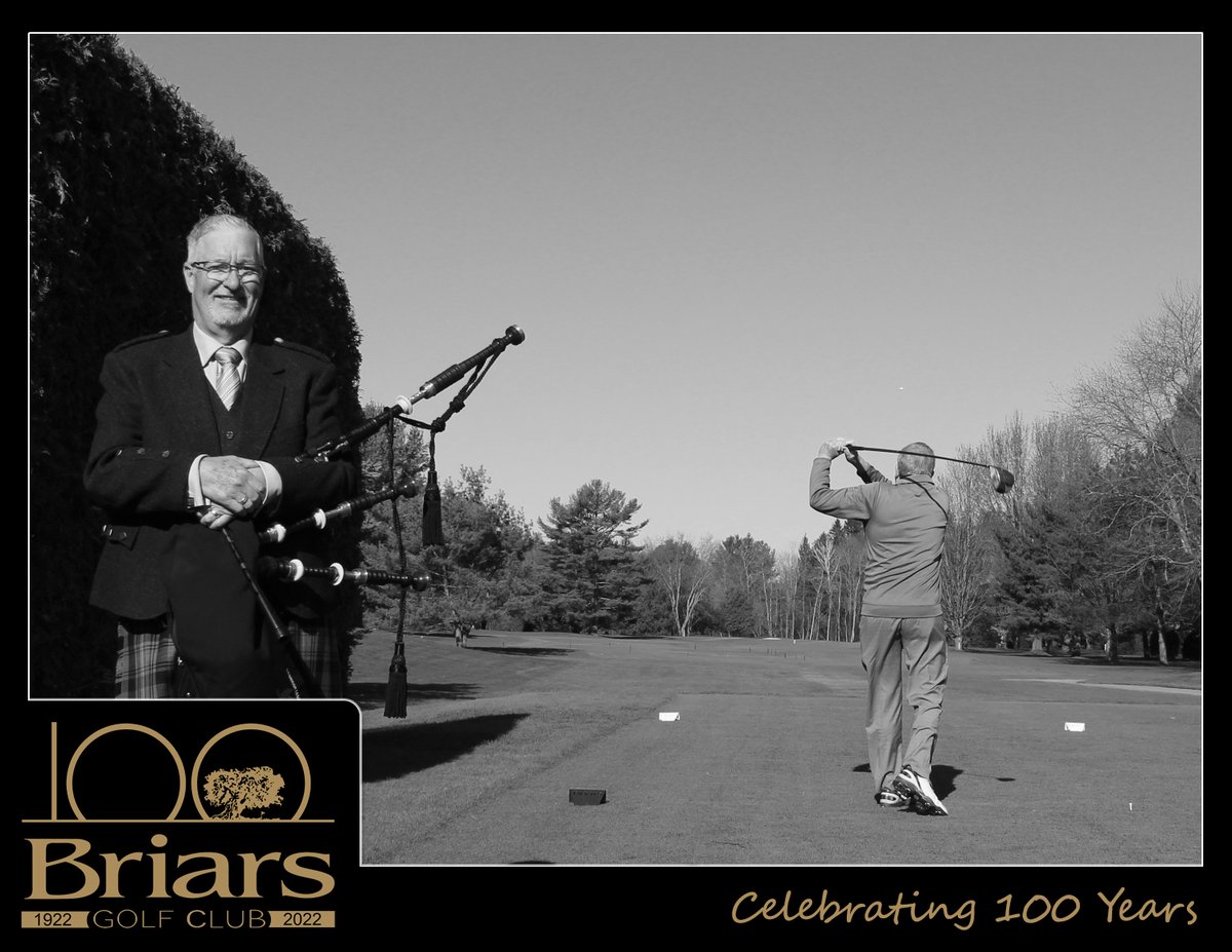 briarsgolf's tweet photo. With a ceremonial tee shot from Mr. Bob Pigott (16 time Club Champion), our 100th season at the Briars is officially underway! #BriarsGolf #Briars100 https://t.co/yallwyqfxP