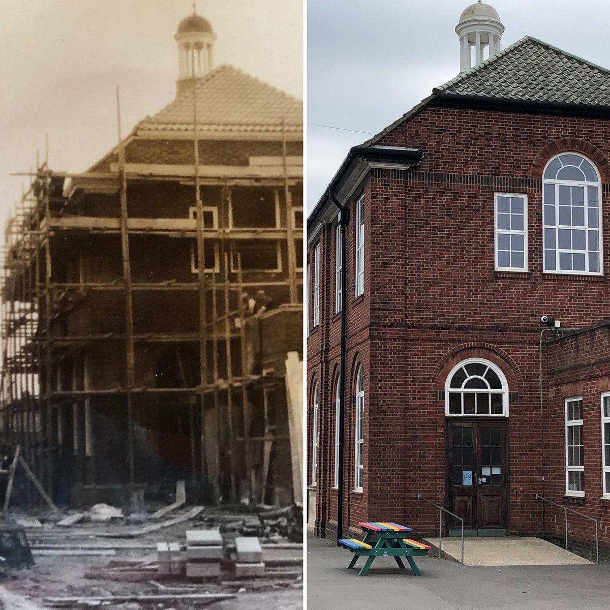 mvprimaryschool's tweet photo. Then and now. #90th #MVhistory https://t.co/XtBbysBTAt