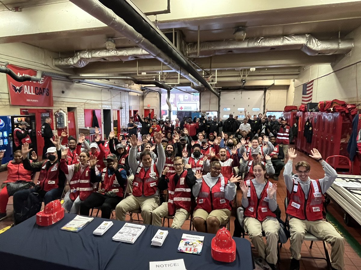 RedCrossNCGC's tweet photo. Check out this incredible group of #RedCross volunteers and community partners - including @AmeriCorpsNPRC, @dcfireems and @cgi_usa - ready to hit local #DC communities today and install free smoke alarms to reduce home fire-related fatalities! #EndHomeFires https://t.co/VsOVl5ioVB