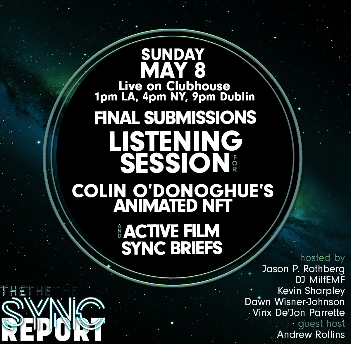 THIS SUNDAY. Last chance to submit your music for <a href="/colinodonoghue1/">Colin o'donoghue</a> NFT &amp; two indie film briefs, before some special guests join us on <a href="/Clubhouse/">Clubhouse</a> !!

Come &amp; pitch directly to the movie music supervisors.

#musicsync #nftmusic #filmmusic #colinodonoghue #sundaysession