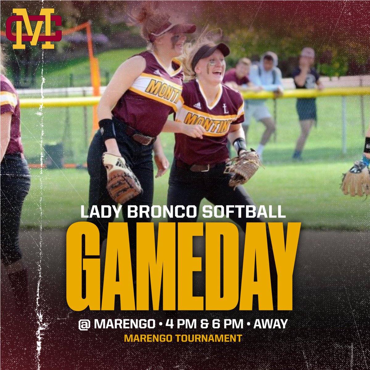 montinisoftball's tweet photo. IT’S GAME DAY!! The Lady Broncos head to Marengo to take on Cary Grove at 4pm and Marengo at 6pm #WeAreMontini https://t.co/HukiJ8jZ8R