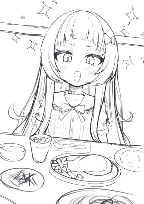 シオンちゃんにたらふく食べさせてあげたいラフ 