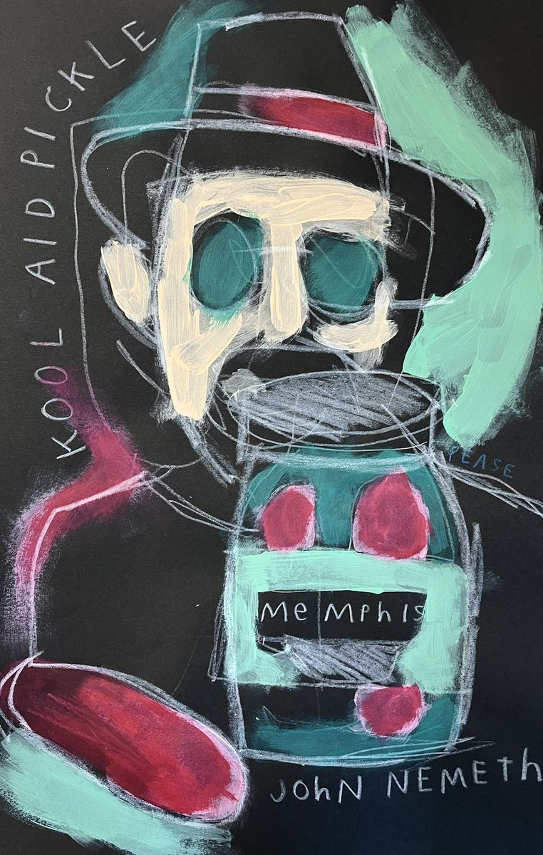 KenPeaseART's tweet photo. Blind contour paintings inspired by @NemethMusic #memphisblues #koolaidpickle. More on my Facebook page… https://t.co/7PN0ozGzzB