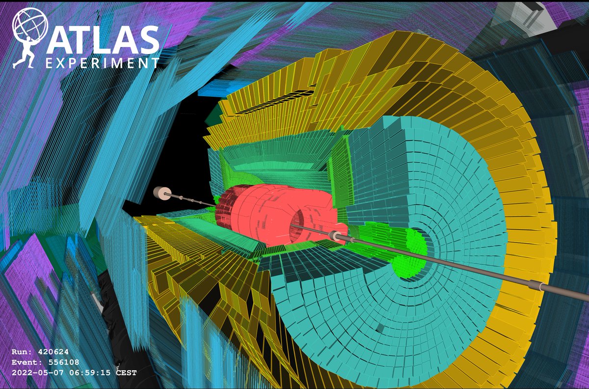 🎙️New #LHC event displays just dropped.

Check out these visualisations of proton beams splashing inside the ATLAS Experiment at <a href="/CERN/">CERN</a> this morning! These splashes play a key role in preparing the detector for data-taking. Learn more: cern.ch/go/VK69