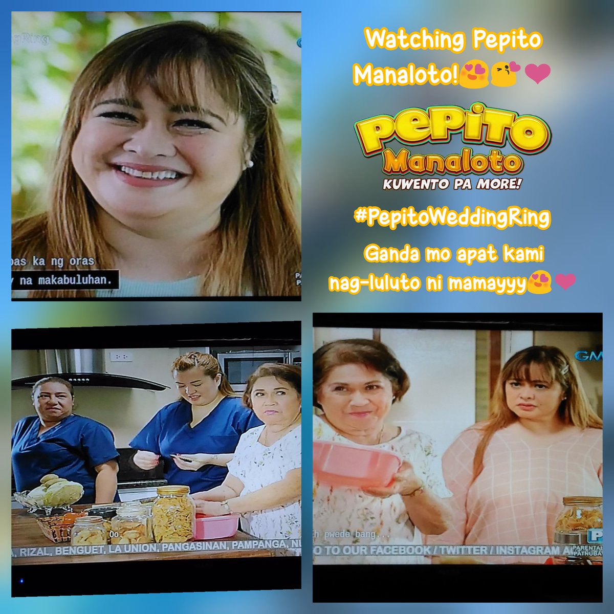 AshlyJian's tweet photo. Watching Pepito Manaloto!!😍😘👋❤📺
Ang ganda mo apat kami nag-luluto po ni mayyy!!😍😍

@chut_josh
@manilynians
@manilyn_reynes
#PepitoWeddingRing
#PepitoManaloto #PepitoManalotoKuwentoPaMore https://t.co/fv6w1nn4tj