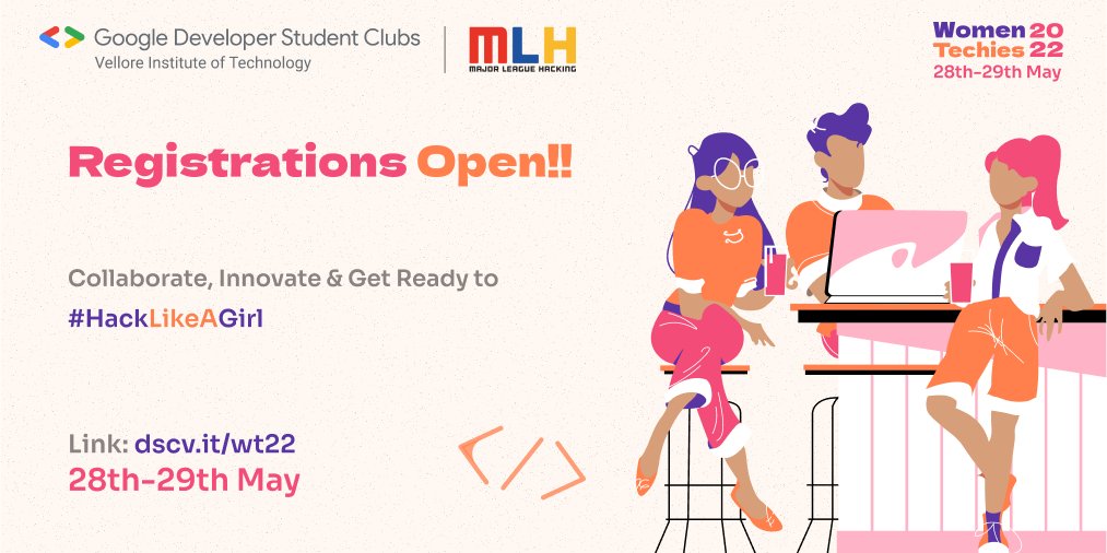 gdgvitvellore's tweet photo. It's finally here🎉!
Get ready to push your limits and turn your groundbreaking ideas into real-life projects as we at GDSC-VIT present to you the fifth edition of Women Techies💻🤖!
Register now at : https://t.co/vqXnVNnUBz and get ready to #HackLikeAGirl
#womenintech https://t.co/Utzg3fPLIU