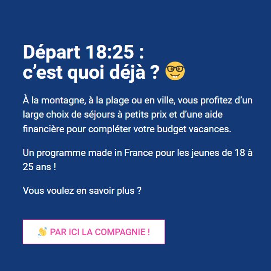 Un coup de pouce de 200 €👍, c'est ce que propose le Ministère du tourisme aux 18-25 ans pour partir en vacances⛱️🌅Envie de tester votre éligibilité, c'est par ici ➡️depart1825.com/eligibilite/