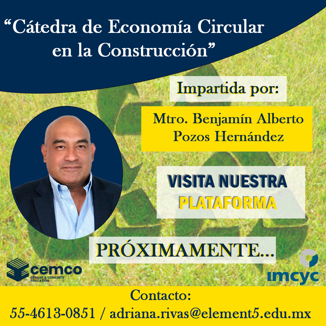 CementEducation's tweet photo. Próximamente nuestra "Cátedra de Economía Circular en la Construcción"✨
No te la puedes perder.
Contáctanos✨
55-4613-0851
adriana.rivas@element5.edu.mx
Visita nuestro sitio web: https://t.co/vLDcr63KuW
#buildingknowledge #imcyc #economía #economíacircular #construcción https://t.co/7jwSfP1nA1