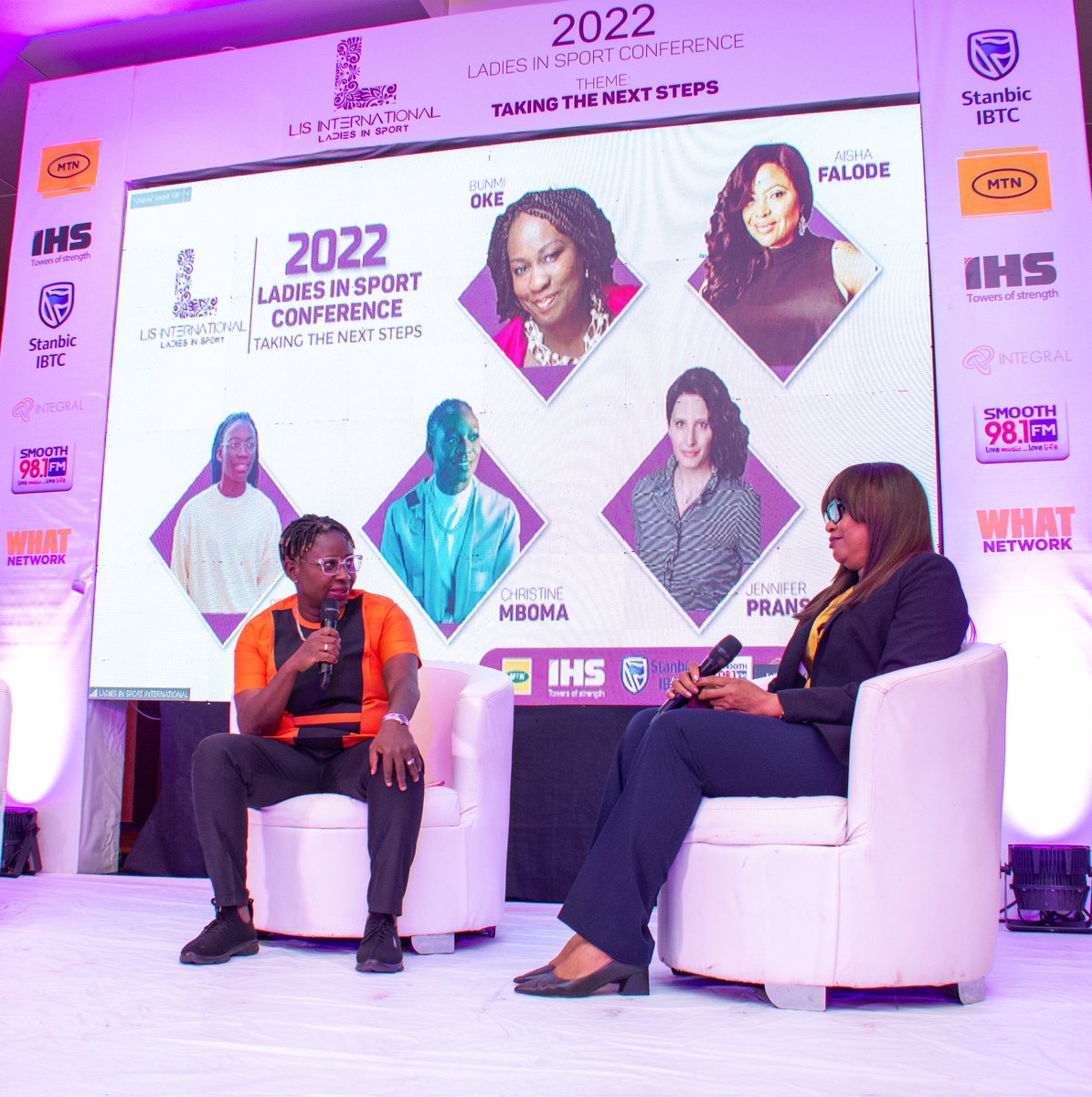 LISinternationl's tweet photo. Chairperson of @TheNWFL, Aisha Falode spoke on the positive reform the league has been undergoing during a panel session facilitated by the Super Falcons Media Officer, Oluchi Tobechukwu.
#LIS2022 #TakingTheNextSteps https://t.co/EcjIPlpB85
