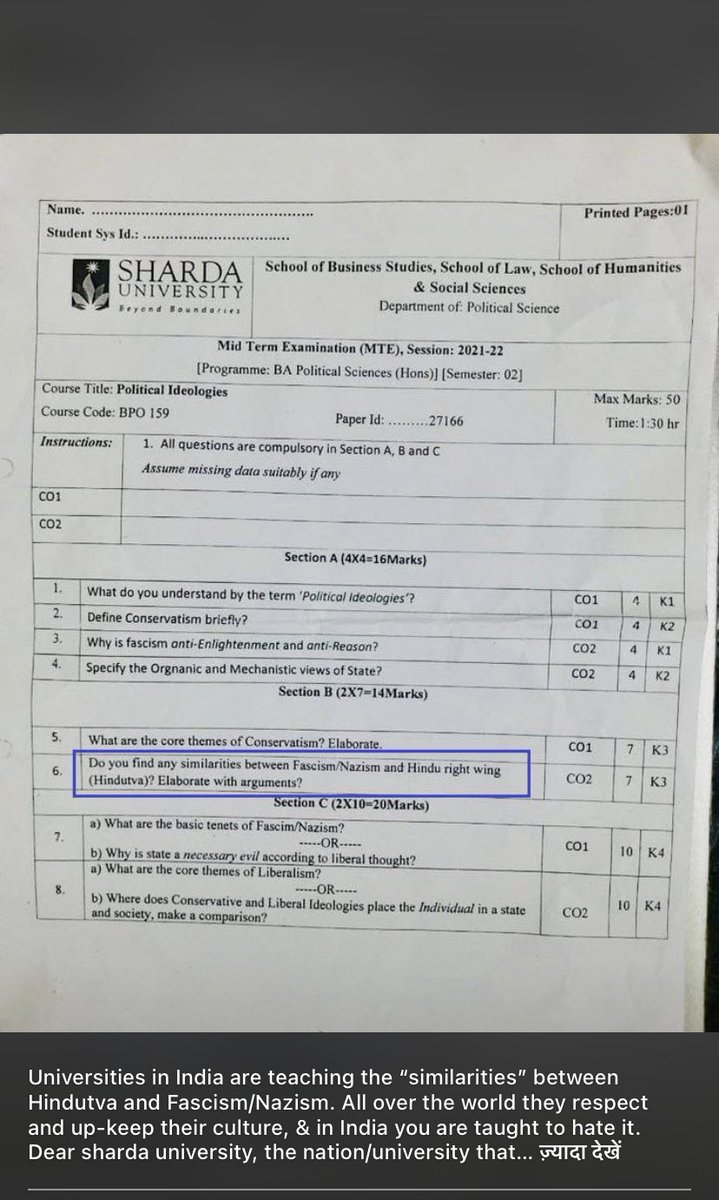 vsj004's tweet photo. @ShardaUniversty @PMOIndia @AmitShah @AmitShahOffice @IndiaTVHindi @Republic_Bharat  this what now days university teaching in India.😡😡😡 https://t.co/gxQ7oUuDQ8