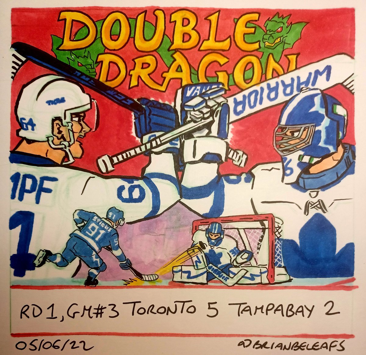 BrianBeLeafs's tweet photo. Rd 1, Gm #1. Toronto 5 V Tampa Bay 2 #TorontoMapleLeafs #Leafsforever #LeafsNation #GoLeafsGo #ThePassion #DavidKampf #JackCampbell #DoubleDragons https://t.co/wnLeEiLmBY