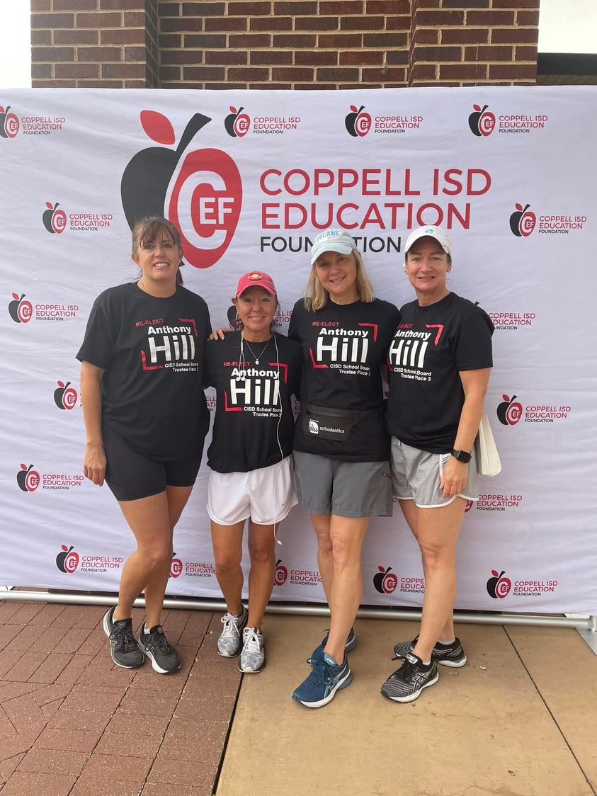 Hill4CISD's tweet photo. Supporters at The Run to Fund race for the Coppell ISD Education Foundation! 
#workingforeveryone https://t.co/5TMT4xyYsw