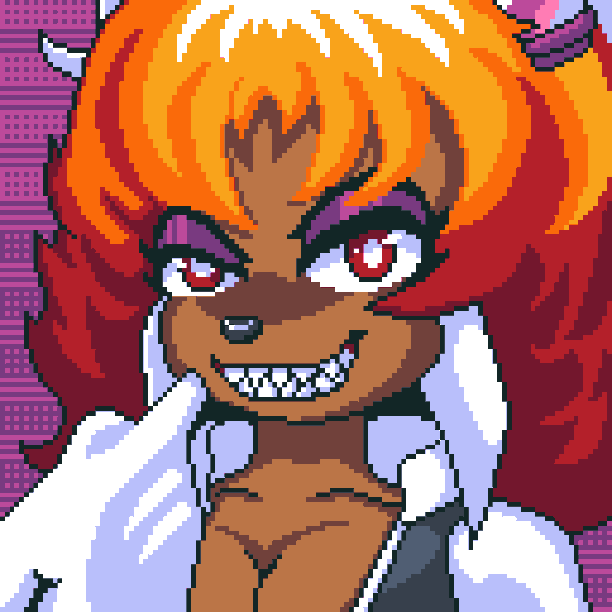 FodderLabs's tweet image. "Whatcha' thinkin' about?"

@Yentown14 's OC Lavender (Or is it Lavanda? 🤔)

Can't resist drawing a cute girl wearing over-sized sleeves and her hair is fierce!

#pixelart
