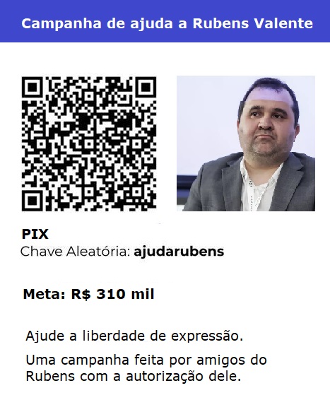 eduardomilitao's tweet photo. Ajude o @RubensValente e a liberdade de expressão. 

Ele enfrenta um revés judicial por causa de um livro jornalístico e verdadeiro (https://t.co/u8e6q9a8lB). Meta é o valor da condenação no STF: R$ 310 mil. 

Pix de chave aleatória - ajudarubens 
ou QR Code https://t.co/L7nivrDNlR