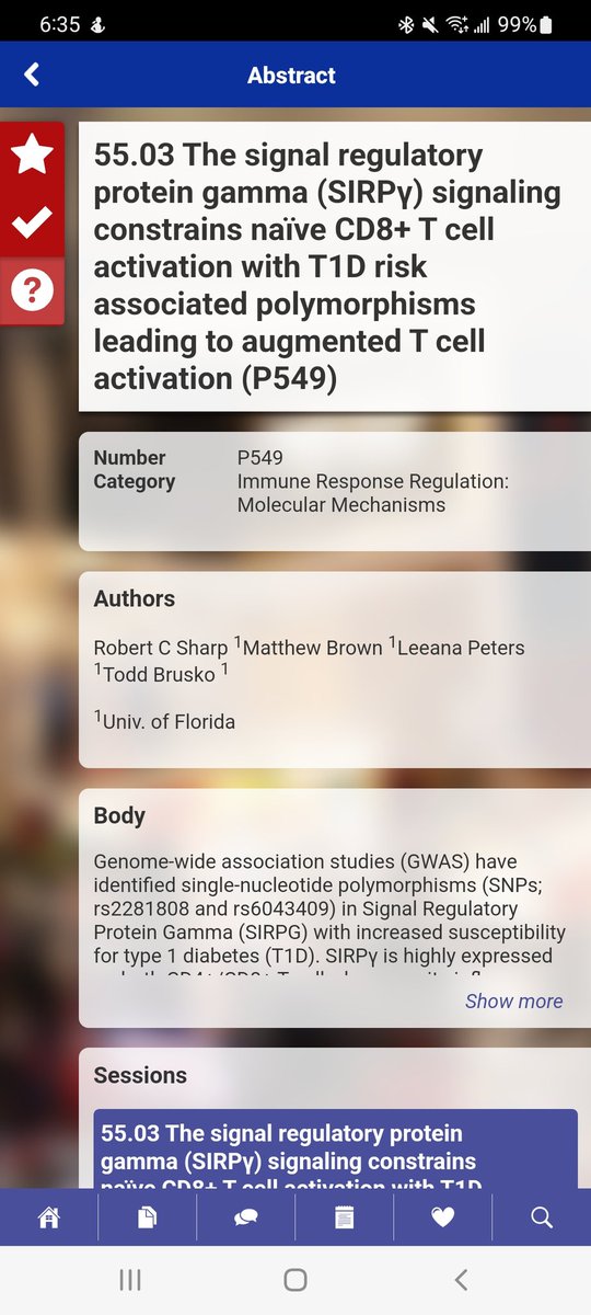 RobertCSharpPhd's tweet photo. Day 2 of #AAI2022 #immunology2022. Presenting my #poster today! #abstract P549. Hear about our work from @Bruskolab and @ufdiabetes about how the #SIRPG:#CD47 #signalingpathway in #tcells could be a target for #type1diabetes #pathogenesis. Thanks @HIRN_CC for the funding! https://t.co/p2y73Jb7Ay