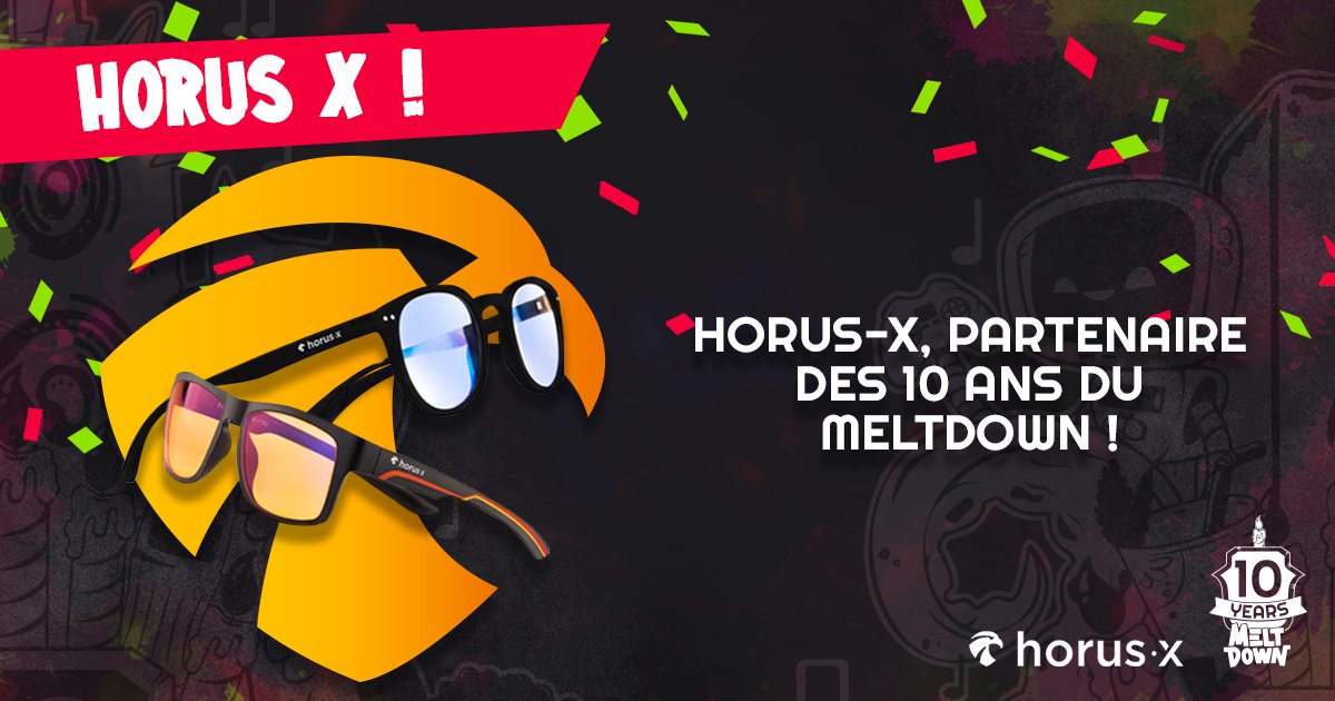 meltdownbars's tweet photo. Attention les yeux, un nouveau partenaire nous rejoint à l'occasion des 10 ans du Meltdown ! Découvrez @HorusX_Gaming avec un code promo exclusif à retrouver dans votre bar préféré, et gardez un œil sur nos tournois et concours pour gagner vos lunettes gaming ! 😎 https://t.co/mpeFKvwhrY