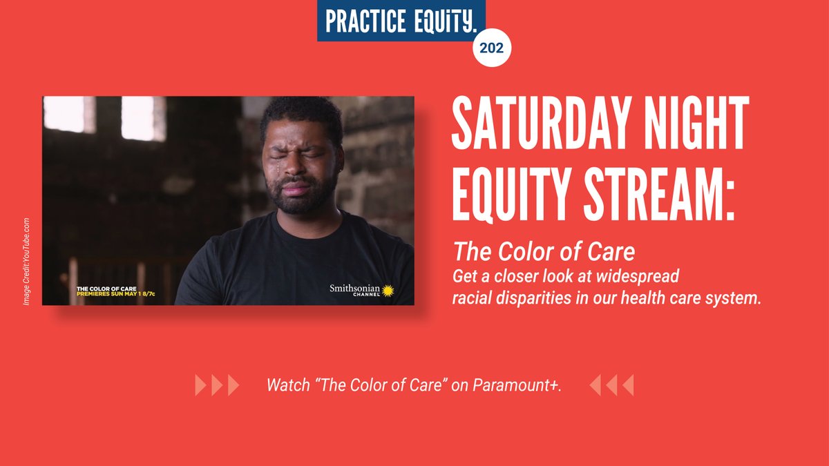 UWNCA's tweet photo. Day 202/365: All people are created equal, but not all receive the same quality of health care. #TheColorOfCare explores the deep seated inequities in America's health care system and their devastating effects. Check it out on Paramount Plus. #practiceequity #PE365 https://t.co/ldXQDPYoNq