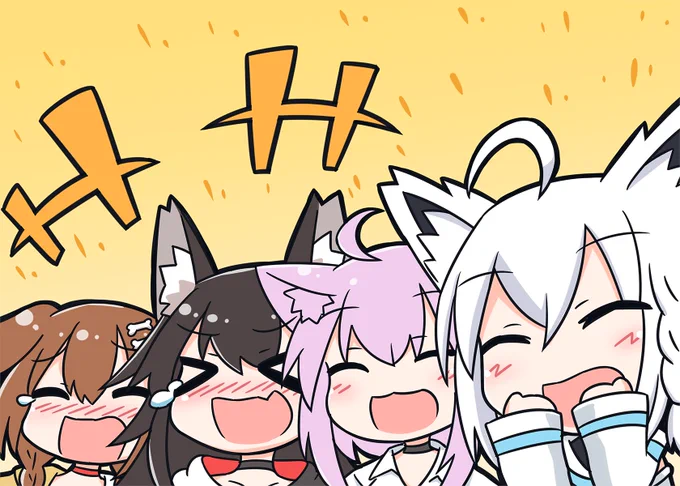 今回のテーマは笑顔…という事で、ゲーマーズの皆さんの笑顔で描いてみました。
笑顔というか笑い顔ですが。

#できたてころね #みおーん絵 #絵かゆ #絵フブキ  #ホロメンワンドロ57 