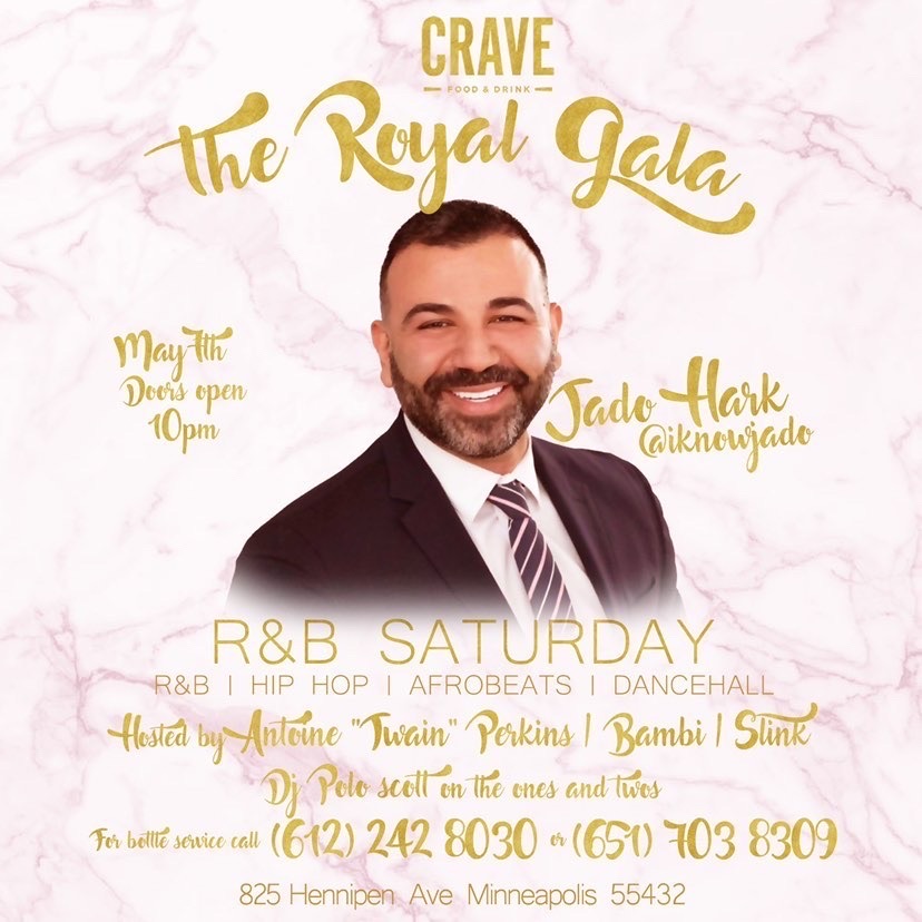 TONITE!

We at Crave Downtown Minneapolis for THE ROYAL GALA 👑🎉👑

Our special guests @asiaerosishot and @iknowjado will be in the building 

@thepoloscott is on the set 🎶

Come thru, starts at 10pm. GET THERE EARLY!!! 

#royalgala #rnbsaturdays #asioeros #jadohark #mpls