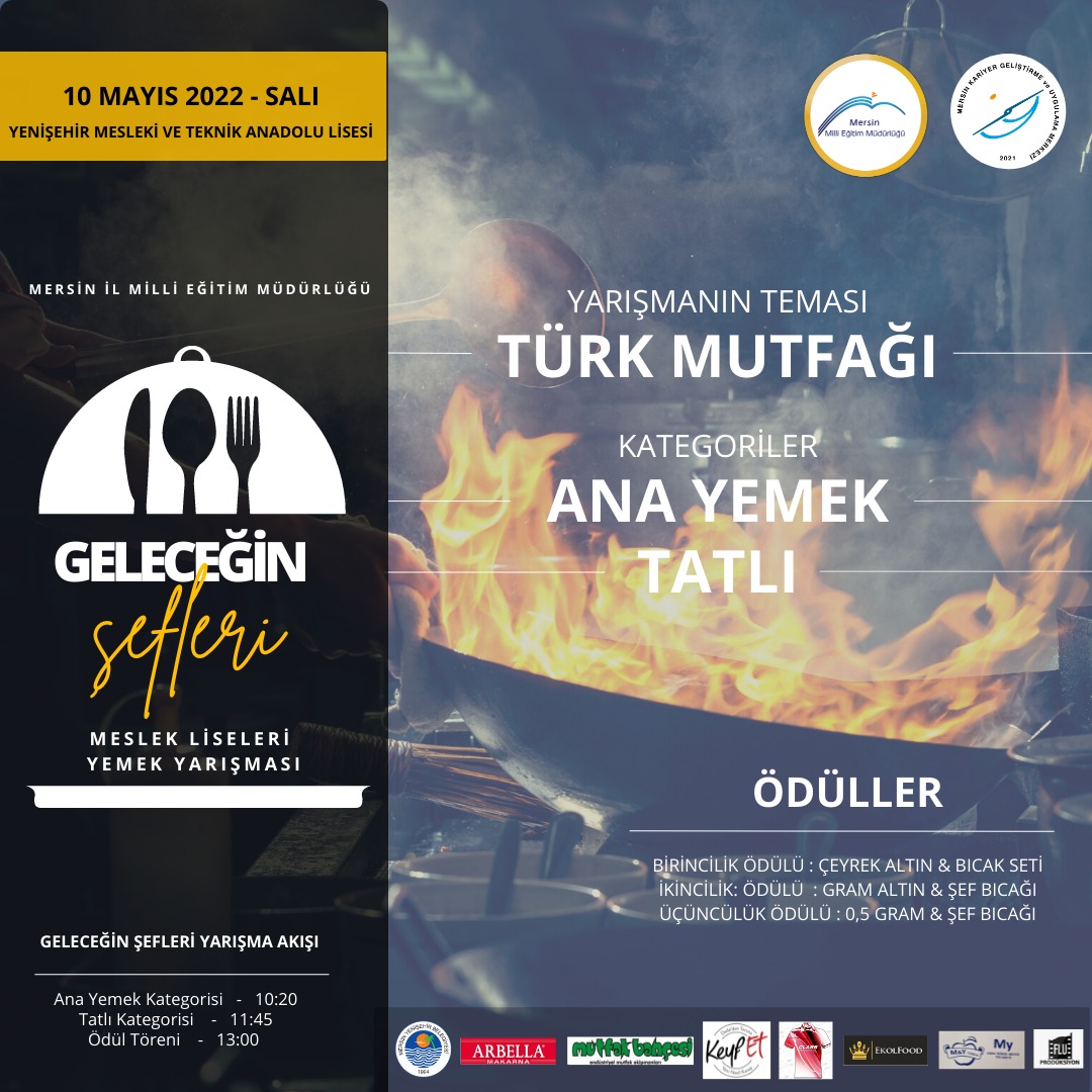 mersinkargem's tweet photo. Hazırlıklar tamam ✅ 
10 Mayıs’ta “Geleceğin Şefleri” yarışacak 🧑‍🍳
Bu heyecanı bizlerle paylaşmak isteyenleri Yenişehir Mesleki Teknik Anadolu Lisesine bekleriz.
@tcmebM @MersinMesleki @CelebiMtal @HafsaVe @MtalCamlibel33 @Yenisehir_MTAL @mersinmesem @aliihsansu_ @AdemKoca46 https://t.co/6jAsygvDYq