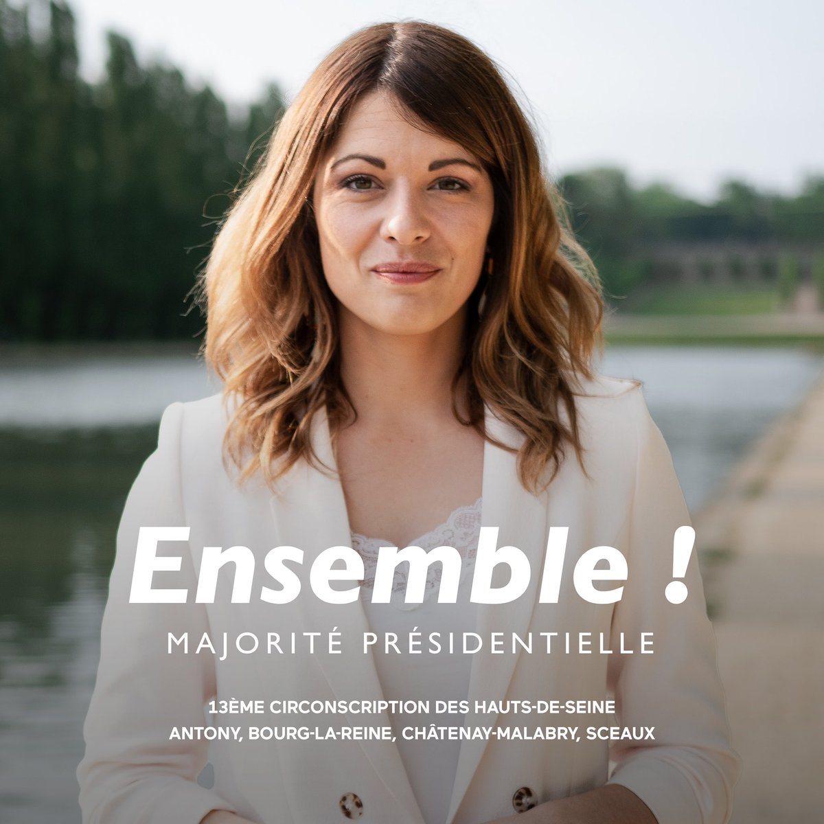Pour donner au Président <a href="/EmmanuelMacron/">Emmanuel Macron</a> une majorité forte et cohérente, pour faire avancer la France et défendre notre territoire, j’ai l’honneur d’être candidate aux #legislatives2022 à Antony, Bourg-la-Reine, Châtenay-Malabry et Sceaux.

🇫🇷 C’est parti ! #Ensemble #Circo9213