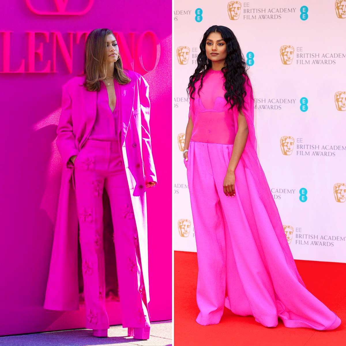 jelevision's tweet photo. thinking about how zendaya and simone ashley both stunned in these pink valentino outfits 💖 https://t.co/olpcPCiJJc