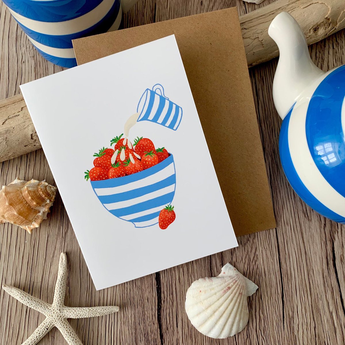 sw_illustrator's tweet photo. Excited to share this item from my #etsy shop: Strawberries and Cream in a Cornishware Bowl Greeting Card  #giftfromcornwall #cornwall https://t.co/B3wzZriW1G https://t.co/4oMQoHvL7t
