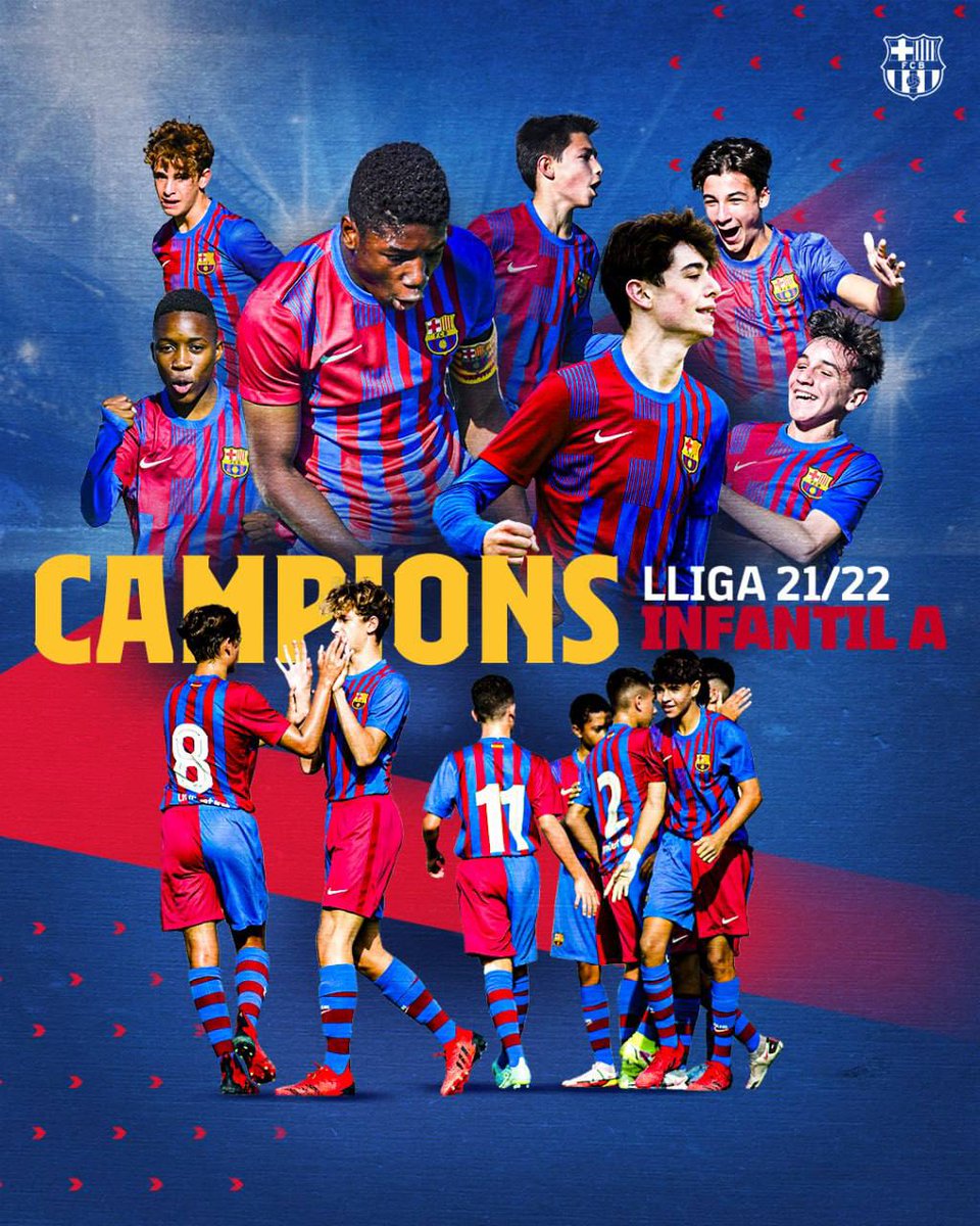 FCBmasia's tweet photo. ⌚️ 𝗙𝗜𝗡𝗔𝗔𝗔𝗔𝗔𝗔𝗔𝗟!

🏆 Lliga

💪 Nàstic de Tarragona 🆚 Infantil A (0-4)

⚽️ Sama (2), Toni, Gistau

🤩 𝐂𝐀𝐌𝐏𝐈𝐎𝐍𝐒 𝐃𝐄 𝐋𝐋𝐈𝐆𝐀

👏 𝐌𝐨𝐥𝐭𝐞𝐬 𝐟𝐞𝐥𝐢𝐜𝐢𝐭𝐚𝐭𝐬, 𝐄𝐐𝐔𝐈𝐏!

#FCBMasia 💙❤️ https://t.co/VpeNwGkOXI