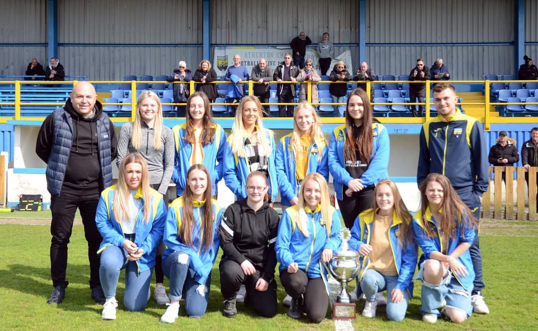 AthertonLRFC's tweet photo. LR Ladies are in action tomorrow in the @GMWFL2011 Division 2 Cup final as they take on AFC Bolton looking to complete the treble. Get down and give them your support!

⏰ 11am ko
📍 Vestacare Stadium, OL8 3JH
🎟 £2 / £1

#UpTheLR 💛💙 https://t.co/ZJK0svyqBV