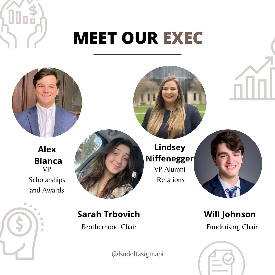 lsudeltasigmapi's tweet photo. Meet our Fall 2022 Executive Board! #deltasigmapi #lsu https://t.co/dPRJ3Oqesr