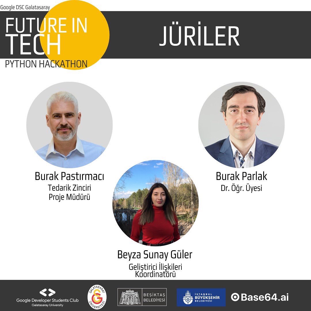 gdscgalatasaray's tweet image. Merhabalar💫
13-14-15 Mayıs tarihlerinde gerçekleştireceğimiz Future In Tech etkinliğimizde düzenledğimiz hackathon’un jürileri belli oldu! Ödüllü hackthon’a biomuzdaki linke tıklayarak başvurabilirsiniz!🎊