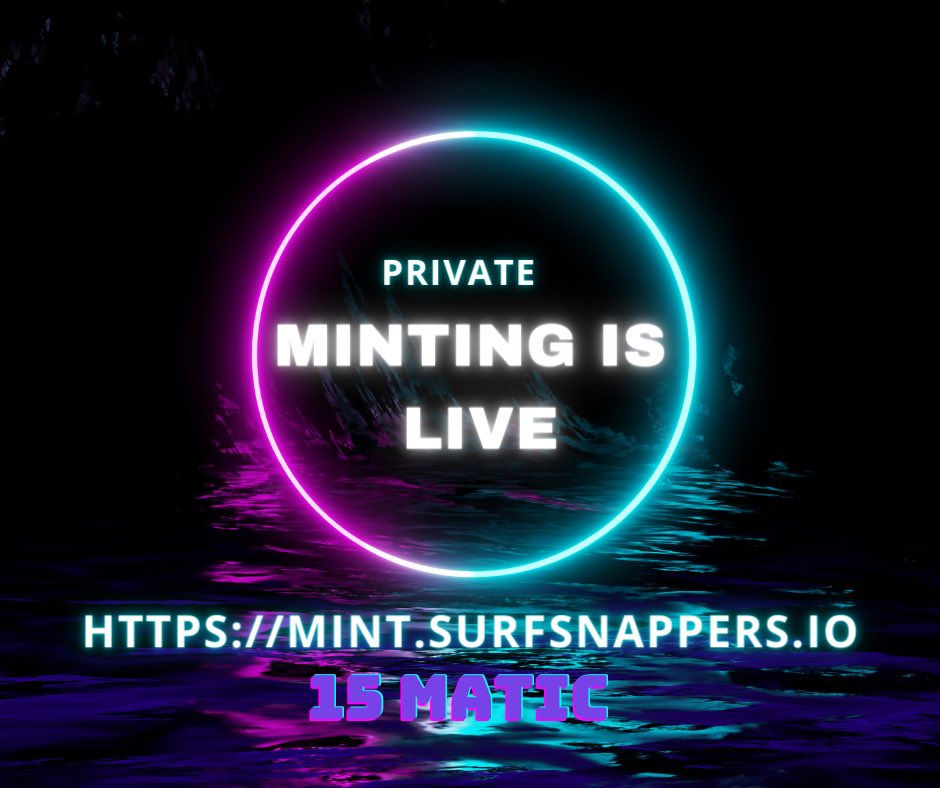 SurfSnappers's tweet photo. It’s official. Private mint is live 
Join our discord to mint yours. 
#mintingislive #nftminting #NFTCommumity https://t.co/YjqvpSWUl2