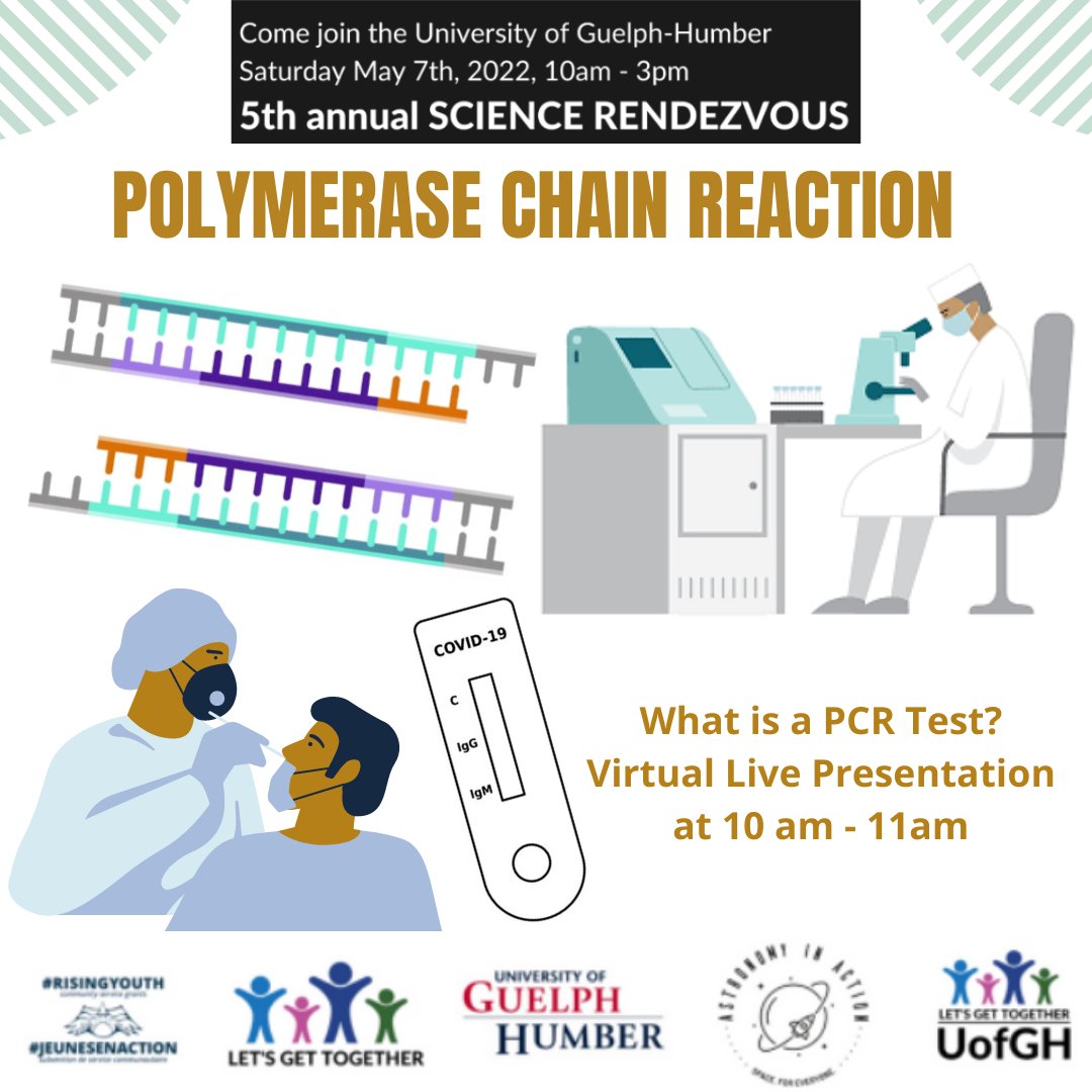 Happening NOW! Learn about polymerase chain reaction (PCR) tests with <a href="/GHScienceR/">GuelphHumber</a> . 

Join the conversation today using the hashtags: #SciRen #OdySci #DiscoverSciRen 🔬🎉✨