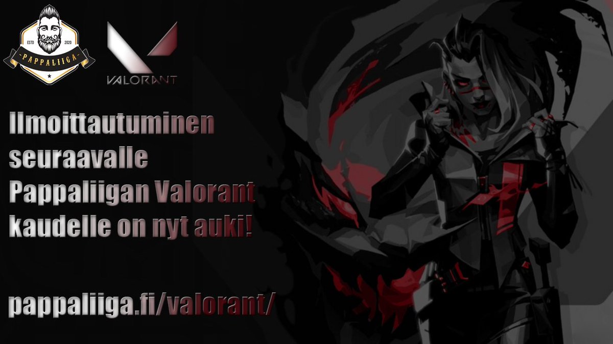 Ilmoittautuminen kesän jälkeen alkavalle Valorant kaudelle on nyt auki osoitteessa: pappaliiga.fi/valorant 

#valorantfinland #valorantfi #eurheilu #esportfi #pappaliiga <a href="/Valorant_FI/">VALORANT FINLAND</a> <a href="/ValorantSuomi/">VALORANT Finland</a>