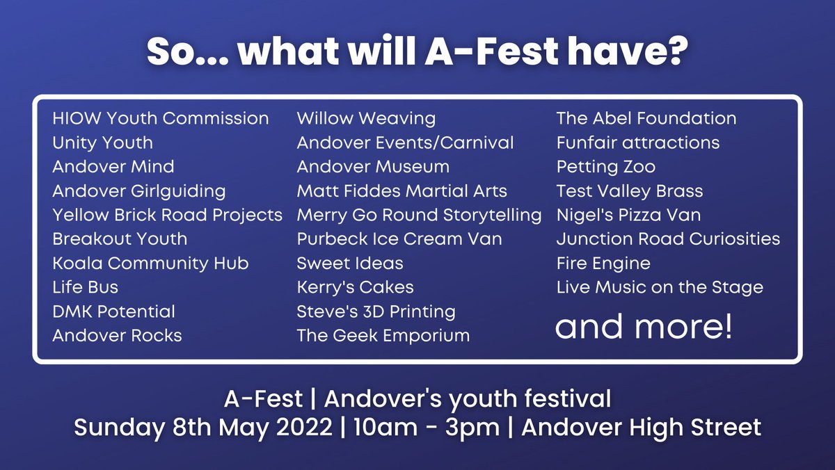 A_FestAndover's tweet photo. How is this tomorrow already!!

Very excited about it, see you all there! https://t.co/dfgLJBYZX6