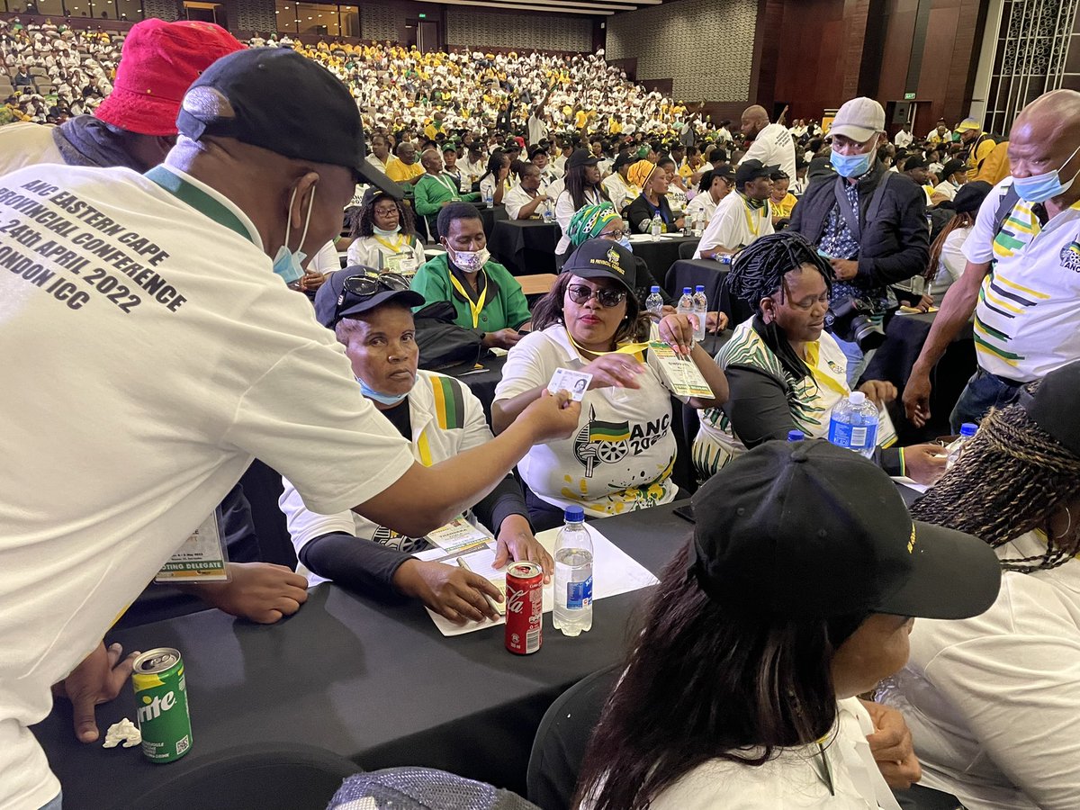 #ANCEC2022 ANC leaders are now checking whether all delegates are accredited to vote in the elective conference. Delegates are requested to show their IDs and accreditation tags. The conference has proceeded slowly due to disruptions @TeamNews24 @News24