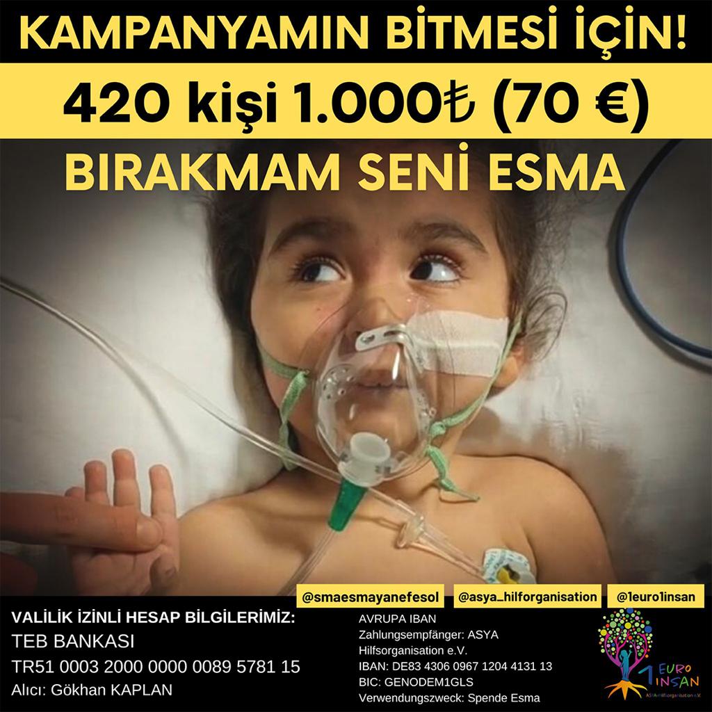 1euro1insann's tweet photo. 420 kahramanımız 1000 TL bağışlar ya da çevresinden toplarsa kampanyamız bitiyor🌟

Esma’nın pasaportu hazır ancak kampanyamız henüz BİTMEDİ. Aynı azimle kalan miktarı tamamlamak zorundayız.

GÖRDÜYSENİZ SEBEBİ VAR, PAYLAŞIRSANIZ UMUT VAR, BAĞIŞ YAPARSANIZ ESMA’YA GELECEK VAR✨ https://t.co/cXwTCiNtk0