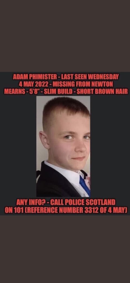 Please keep Adam in your thoughts and keep an eye out wherever you are. Need to get him home.