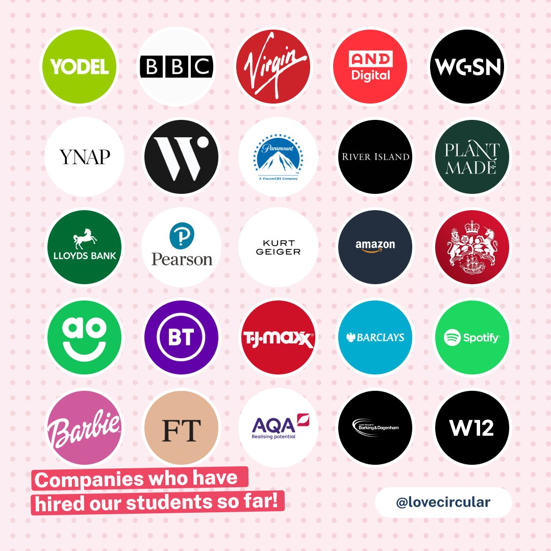 lovecircular_'s tweet photo. Can you blame us for flexing when our students land jobs at these companies? 🤷‍♀️ https://t.co/cHI4T7cH8I