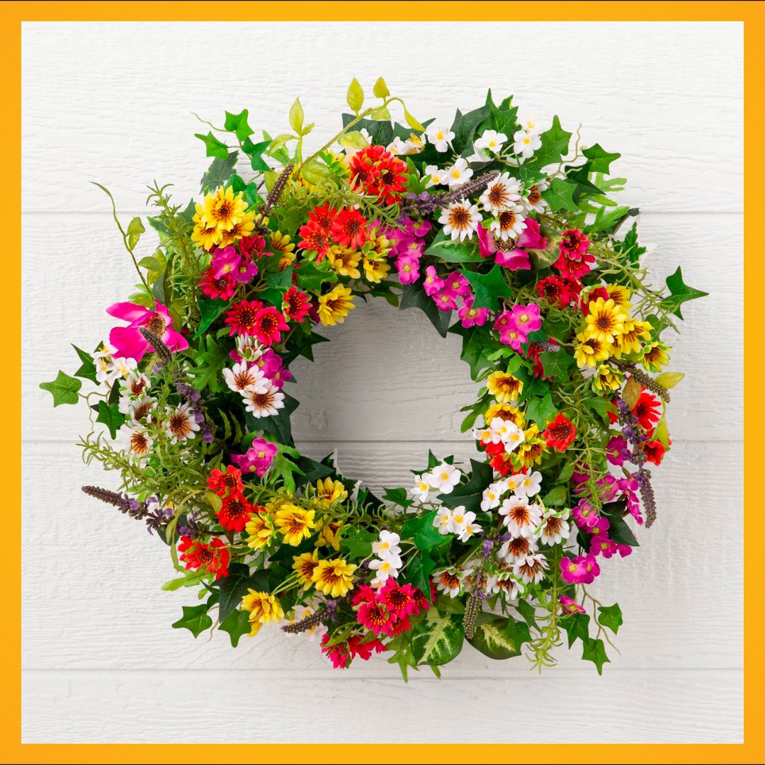 FinaMill's tweet photo. Spring has sprung with this gorgeous floral door wreath by @BalsamHill. With a wildflower meadow theme, your door will pop with color and welcome guests with spring joy. Today on our Instagram account, you can win this gorgeous wreath! https://t.co/psWOafSl6n https://t.co/IFCal93ifI