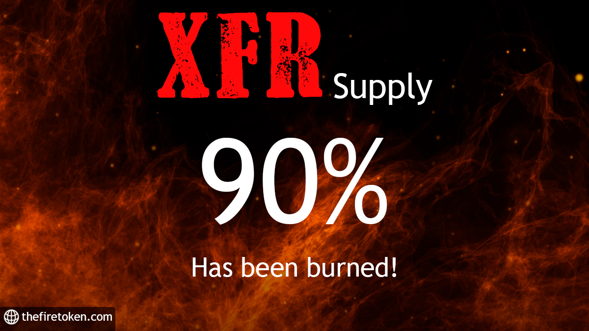 A year has already passed since the creation of XFR, and due to its deflationary policy, 90% of its supply has been burned!🔥

This can be checked from Coingecko, where you can see our supply: bit.ly/3vSFDel

Thank you for everyone who has supported us on this path!🚀💪