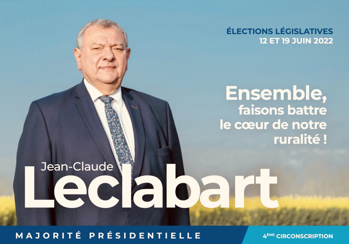 Très heureux et honoré de porter les couleurs de la majorité présidentielle sur la 4ème circonscription de la Somme pour les élections législatives de juin 2022. Merci au Président de la République pour la confiance qu’il m’accorde une fois de plus.