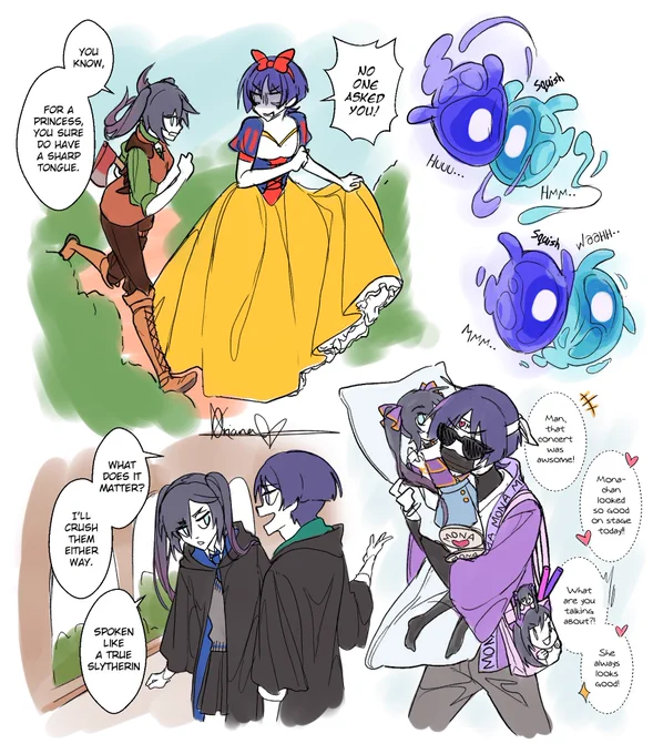 #scaramonaweek22 Day 7: Crossover AU / Free Day

Sadly for this one, I wasn't able to make a comic. I hope this is okay :')

#scaramona #scaramonaweek2022 #scaramonaweek #mona #monamegistus #scaramouche #kunikuzushi #genshin #genshinimpact 