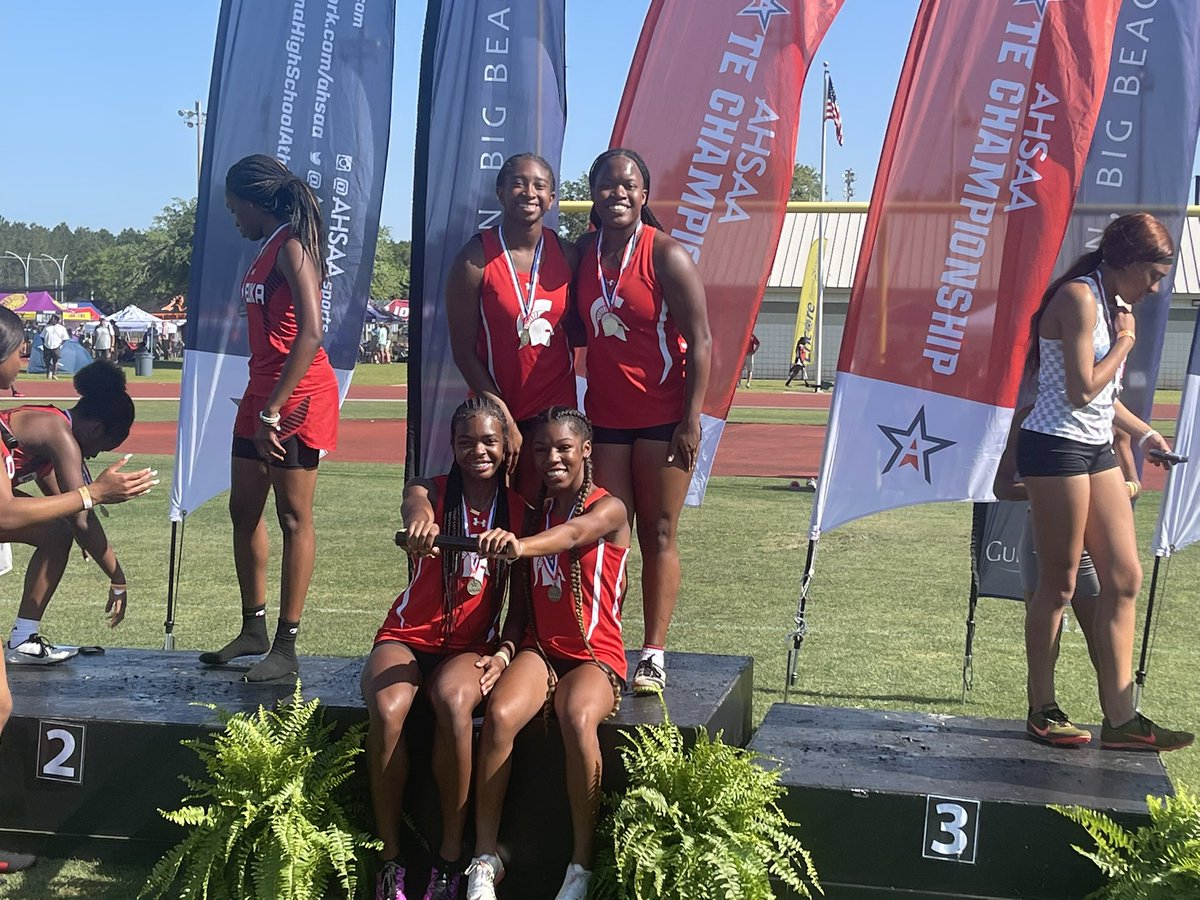 SaralandTrack's tweet photo. The Spartan Girls 4x100m relay team are the 2022 6A State Champions. So proud of these girls!!! @Mikkyah2 @ryanw1ll1ams @GretaSutton05 @morgandavis1008 https://t.co/Wx79bsbvlI