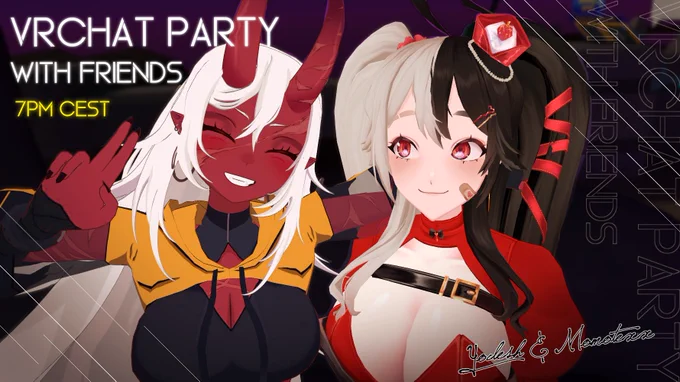 🥳VRChat Party🥳

Join me and @Momotexx  on our streams today at 
7PM CEST 

We gonna have some fun with our friends in VRChat ♥ 